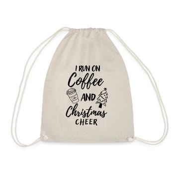 I run for coffee & christmas cheer - Drawstring Bag - nature - Front