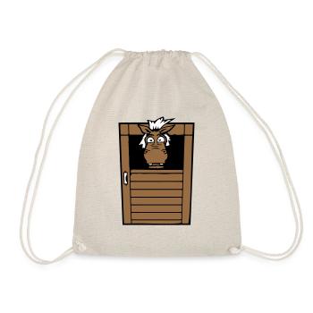 Horse Anxious Horse Stable Stable Door Funny Fear - Drawstring Bag - nature - Front