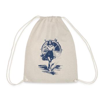 50s Pin-up Girl in Sailor Uniform for Sailor - Drawstring Bag - nature - Front