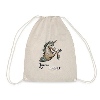 Licorne Brodée - Sac de sport léger - nature - Devant