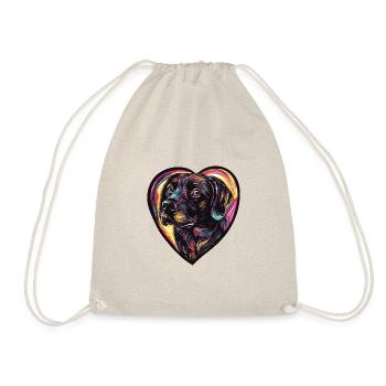 Labrador Dog Heart Love - Drawstring Bag - nature - Front