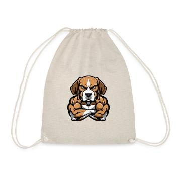 Beagle Dog Muscles Bodybuilding - Drawstring Bag - nature - Front