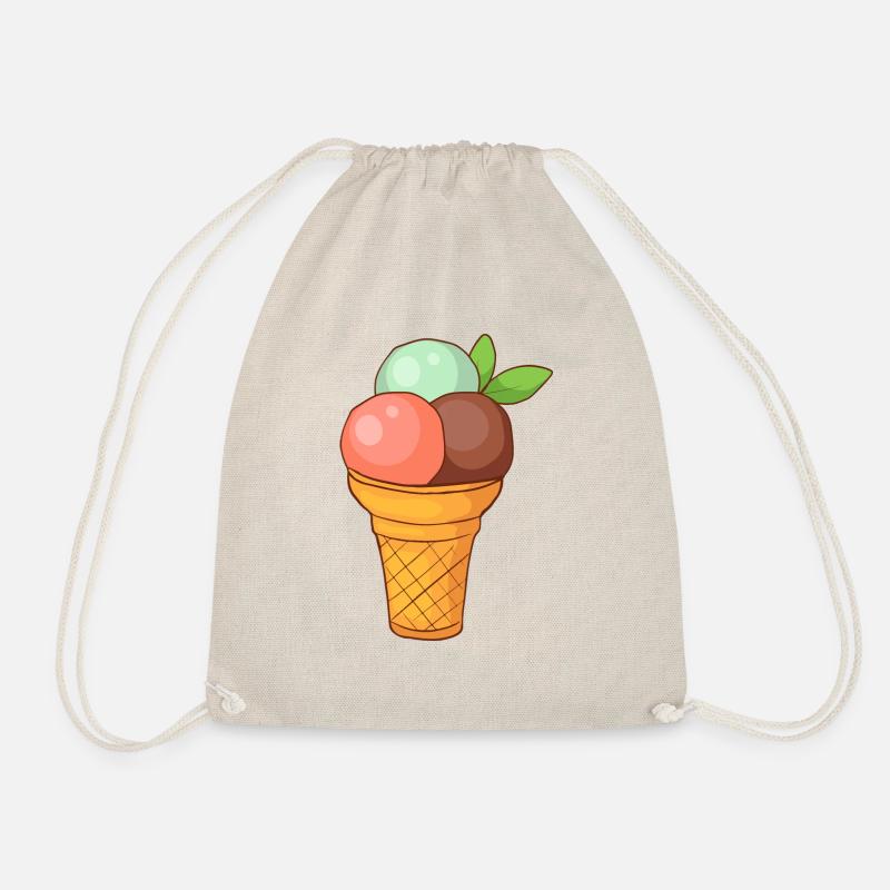 Eis Speiseeis Eiskrem Eiscreme Kugeleis Eisbecher - Turnbeutel - Natur