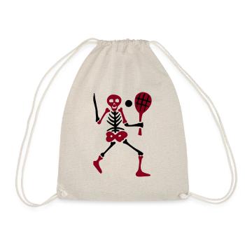 Skeleton Skull Bone Sport Tennis Player - Drawstring Bag - nature - Front