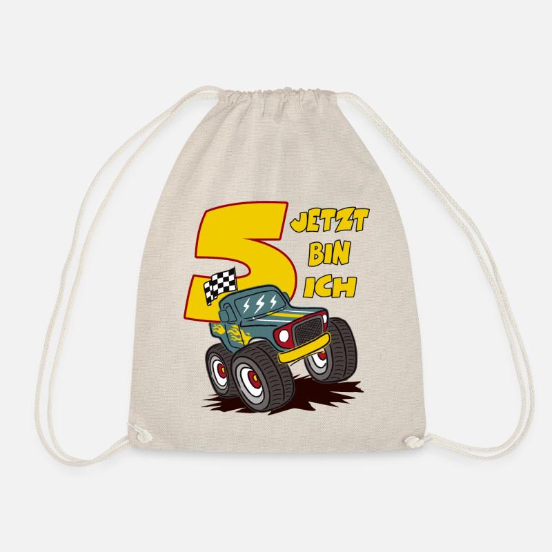 5. Geburtstag Monstertruck Geschenk Junge - Turnbeutel - Natur