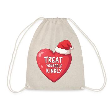 Bubble Heart with Santa Hat Treat Yourself Kindly - Drawstring Bag - nature - Front