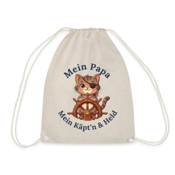 Mein Papa: Mein Käpt'n & Held - Turnbeutel - Natur - Vorne