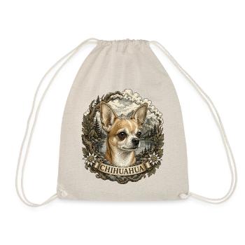 Chihuahua in vintage style with mountain landscape - Drawstring Bag - nature - Front