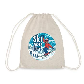 « Skie plus tard ! » Illustration de skieur dynamique - Sac de sport léger - nature - Devant