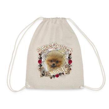 Pomeranian Teddy Pom Shirt and Accessories - Rose - Drawstring Bag - nature - Front