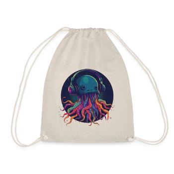 Techno Jellyfish - Méduse cool avec écouteurs - Sac de sport léger - nature - Devant