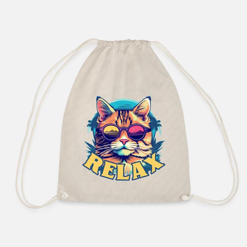 Entspannte Katze mit Sonnenbrille, Sommerlook - Turnbeutel - Natur