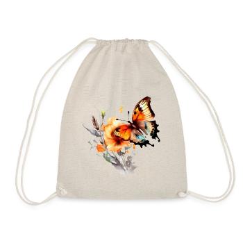 Watercolor butterfly on a flower - Drawstring Bag - nature - Front