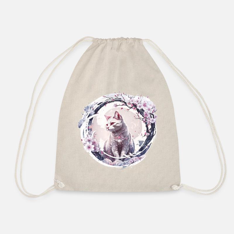 Epic Cat Japanese Cherry Blossoms - Drawstring Bag - nature