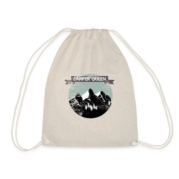 Camper Camping Queen Königin Zelten Geschenk neu - Turnbeutel - Natur - Vorne