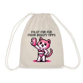 SELFIE INFLUENCER RETRO GAMING PIXELART KATZE - Turnbeutel - Natur - Vorne
