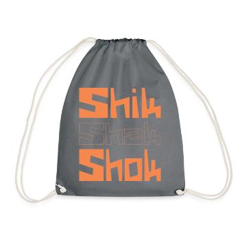 Shik Shak Shok quadratische Buchstaben im Graffiti-Stil - Turnbeutel - Grau - Vorne