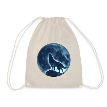 Loup, pleine lune, wolf, moon, wild, sauvage, chie - Sac de sport léger - nature - Devant