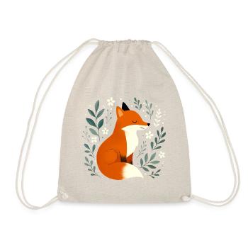Fuchs mit Blumen - Turnbeutel - Natur - Vorne