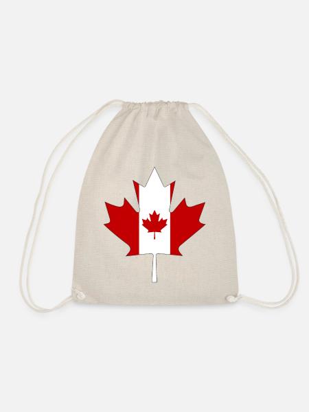 Canada flag as maple leaf with black frame - Drawstring Bag - nature