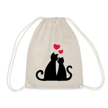 Cat love Katzenliebe Verliebte Katzen Geschenkidee - Turnbeutel - Natur - Vorne