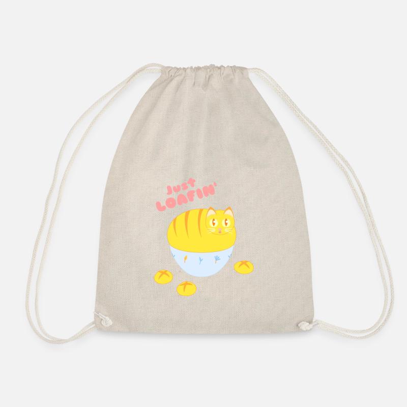 Just Loafin' - Kawaii tabby cat with funny saying - Drawstring Bag - nature