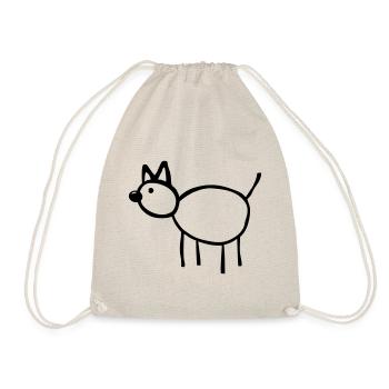 Sketch line drawing drawing children's picture dog - Drawstring Bag - nature - Front
