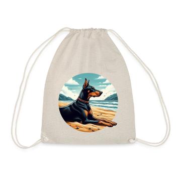 Doberman On The Beach - Drawstring Bag - nature - Front