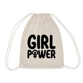 Mädchenpower Frauenpower Symbol | Farbe änderbar - Turnbeutel - Natur - Vorne
