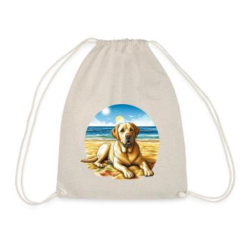 Laborhund am Strand Zeichnung - Turnbeutel - Natur - Vorne