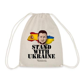 Ukraine Spain Supporters T-Shirt Design - Drawstring Bag - nature - Front