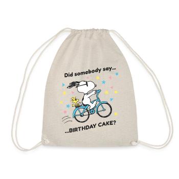 Peanuts Snoopy Auf Fahrrad Geburtstagsdesign - Turnbeutel - Natur - Vorne