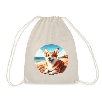 Welsh Corgi on the Beach - Drawstring Bag - nature - Front