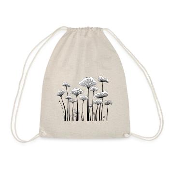 line art mushrooms - Drawstring Bag - nature - Front
