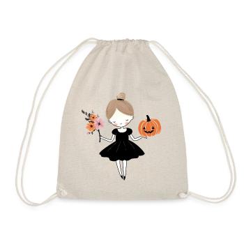 Halloween Ballerina Girl Flowers and Pumpkin - Turnbeutel - Natur - Vorne