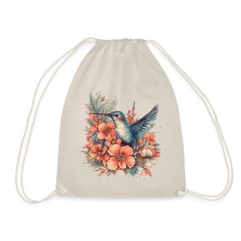Hummingbird with tropical flowers - Drawstring Bag - nature - Front