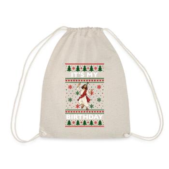 Ugly Christmas Sweater Pattern Jesus - Turnbeutel - Natur - Vorne