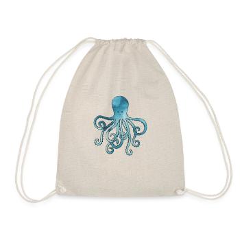 Oktopus blau aquarell - Turnbeutel - Natur - Vorne