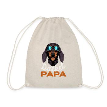 Dackel Papa Vintage Hund Papa Geschenk Wiener - Turnbeutel - Natur - Vorne