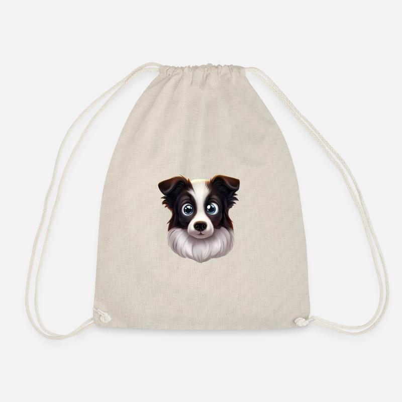 Intelligent Border Collie Profile - Drawstring Bag - nature