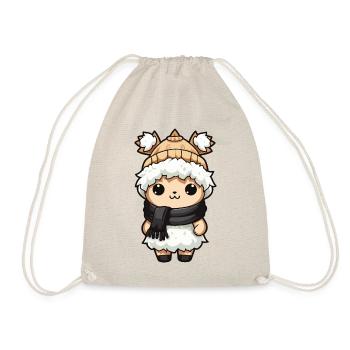 Alpaca Winter Animal Baby Comic - Drawstring Bag - nature - Front
