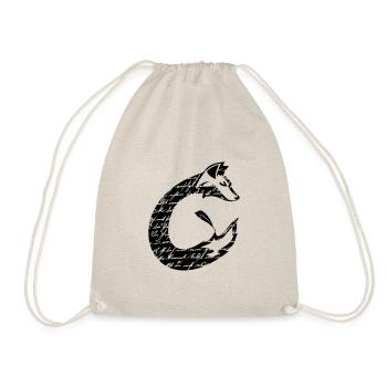 Fuchs Schrift C-Form Silhouette, schwarz - Turnbeutel - Natur - Vorne