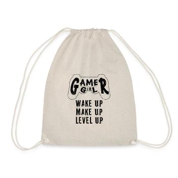Gamer Girl Wake up Make up Level up - Turnbeutel - Natur - Vorne
