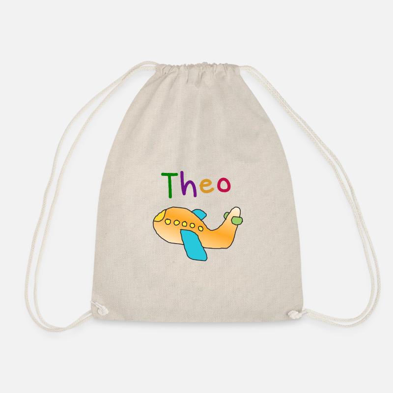 Theo first name aviator boy airplane name gift - Drawstring Bag - nature