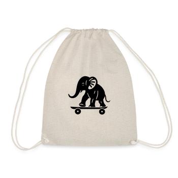 Elephant Skateboard - vector version - Drawstring Bag - nature - Front