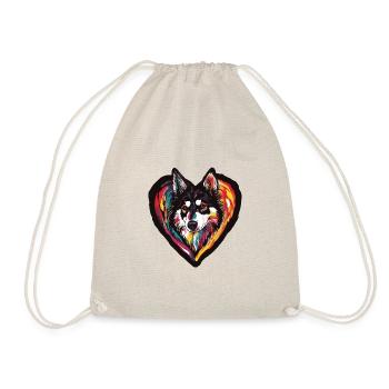 Husky Hund Herz Liebe - Turnbeutel - Natur - Vorne