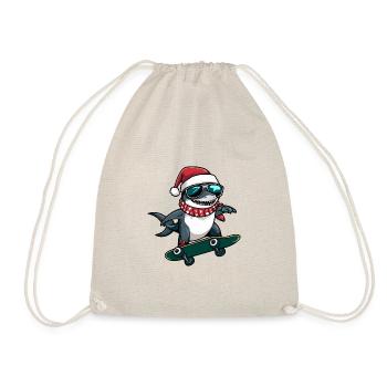 Shark Christmas Funny - Drawstring Bag - nature - Front