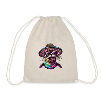 Robbe Tier Lustig Sombrero - Turnbeutel - Natur - Vorne