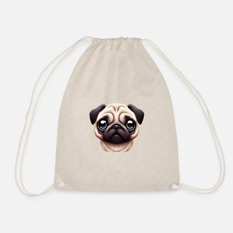 Unique Pug Portrait - Drawstring Bag - nature