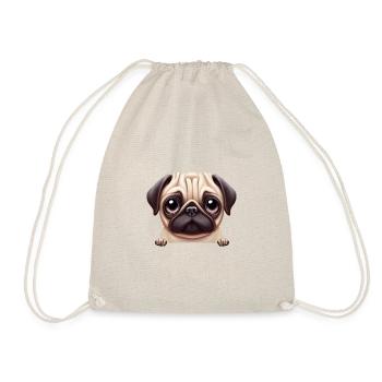 Wunderschönes Mops-Design - Turnbeutel - Natur - Vorne